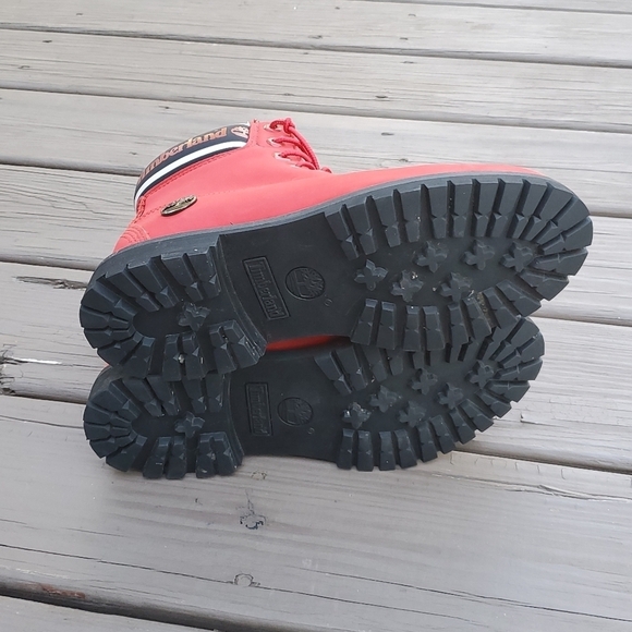Timberland Premium 6" Red Nubuck Logo Spellout Limited Edition RARE HTF Boots - Picture 6 of 7